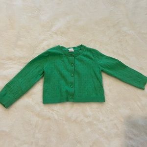 Kelly Green Eyelet Button-up Cropped Cardigan